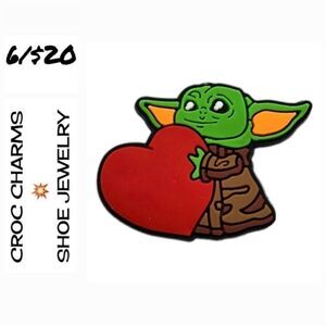 6/$20 Baby Yoda Love ❤ Star Wars 🌟 Croc Charms Rubber Shoe Jewelry ScyFy Disney